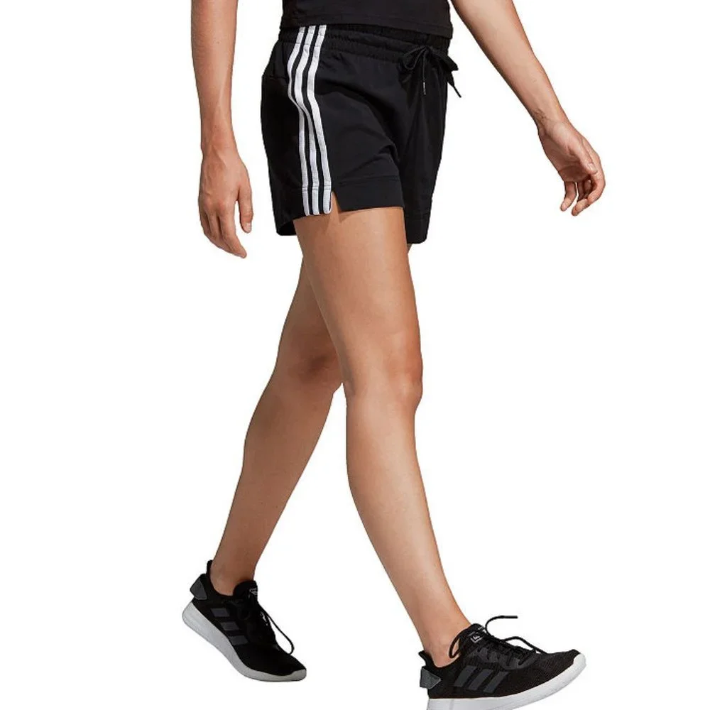 Adidas Black 3 White Stripe Loose Fit Running Shorts EUC sz MED
